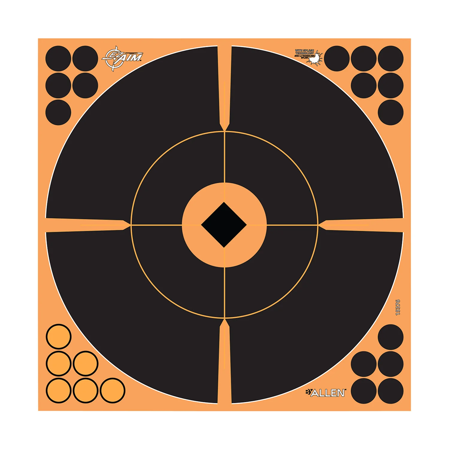 EZ-Aim 15376 Splash Reactive Self-Adhesive Paper Black/Orange 12" Bullseye 5 Pack