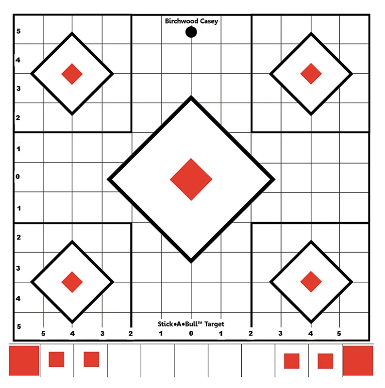 Birchwood Casey 33922 Stick-A-Bull Sight-In Self-Adhesive Paper White/Red 12" 5-Diamond 5 Pack